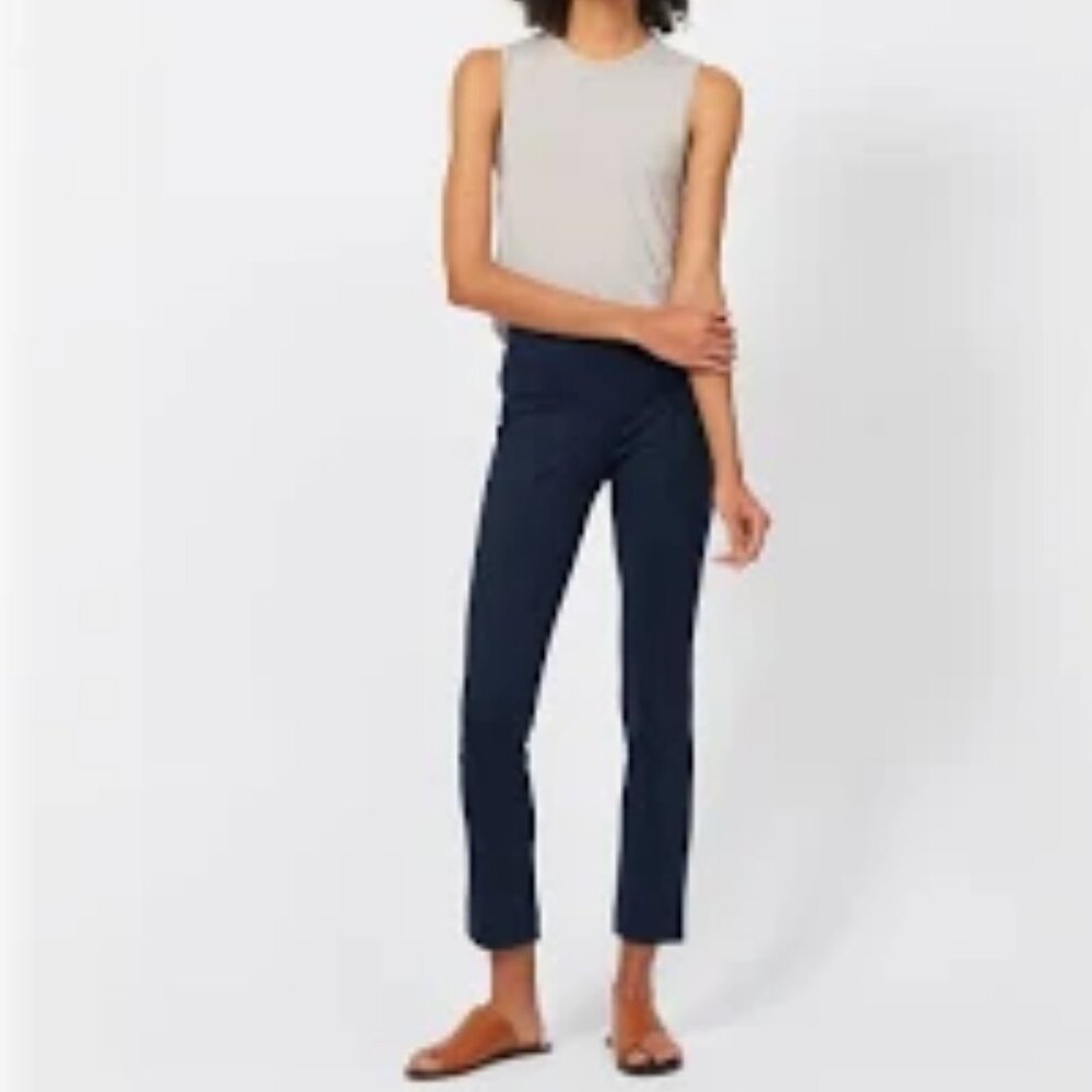 WINSER LONDON STRETCH PONTE KNIT PINTUCK SEAMED SLIM ANKLE PANTS TRAVEL sz 16